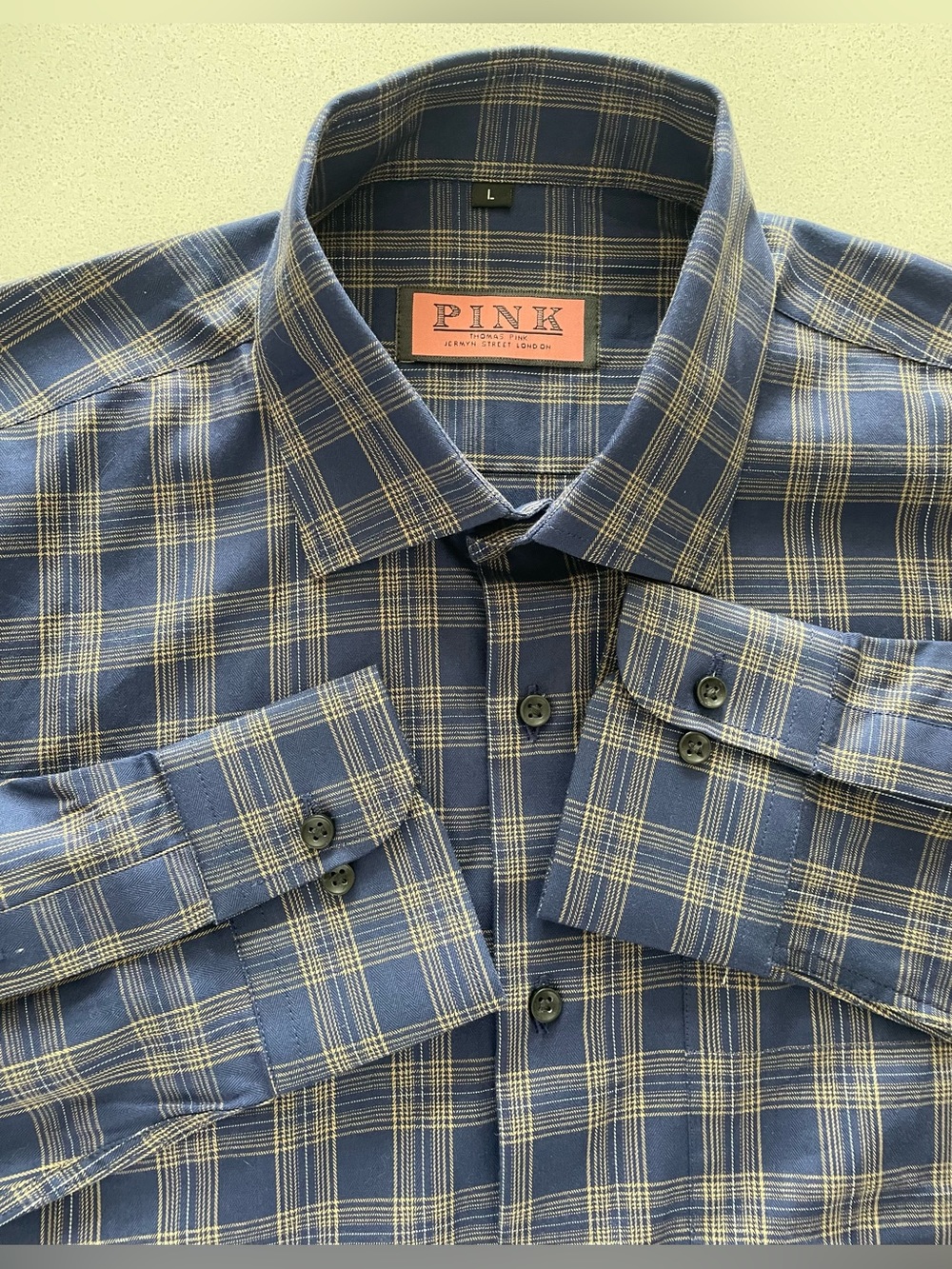 Thomas Pink - all cotton plaid dress shirt Size Large